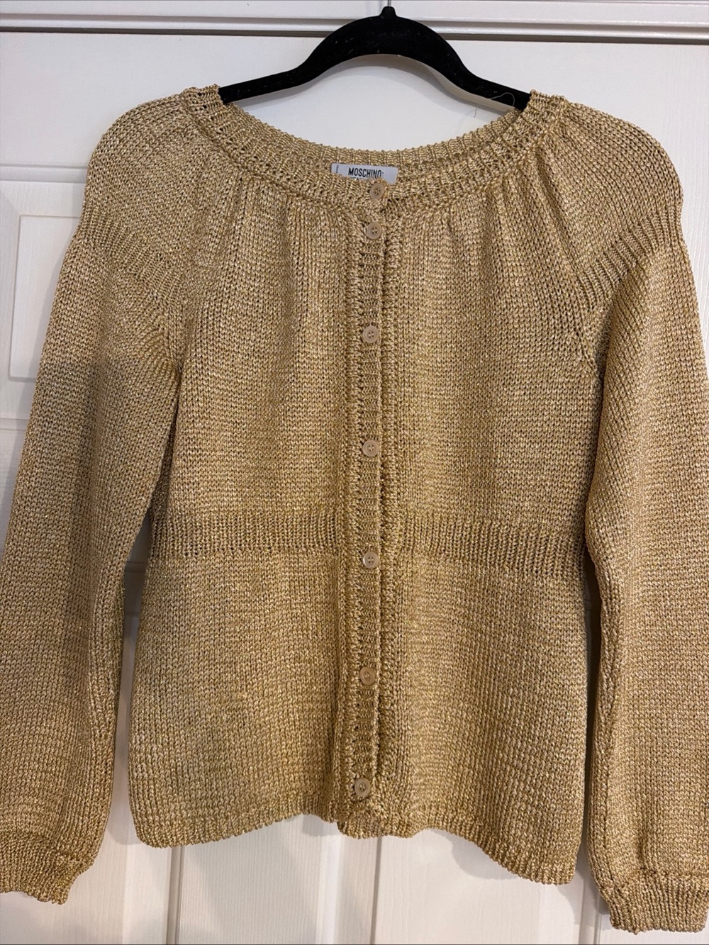 Vintage Moschino Gold lurex Button-Front Sweater